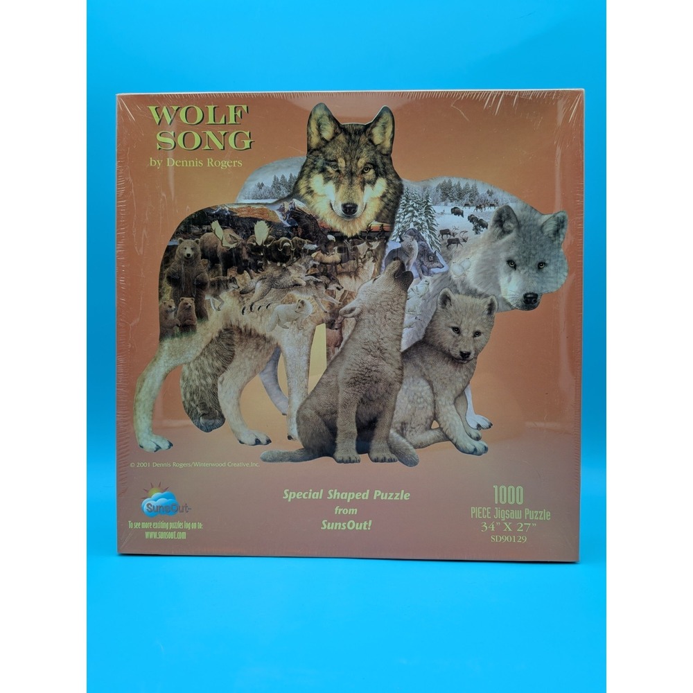 SunsOut 1000 Piece Special Shaped Jigsaw Puzzle Wolf Song by Dennis Rogers NEW